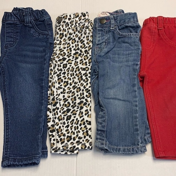 See Description Other - Lot of 4 Size 12-18 Months Infants Pants Jeans Animal Print Red